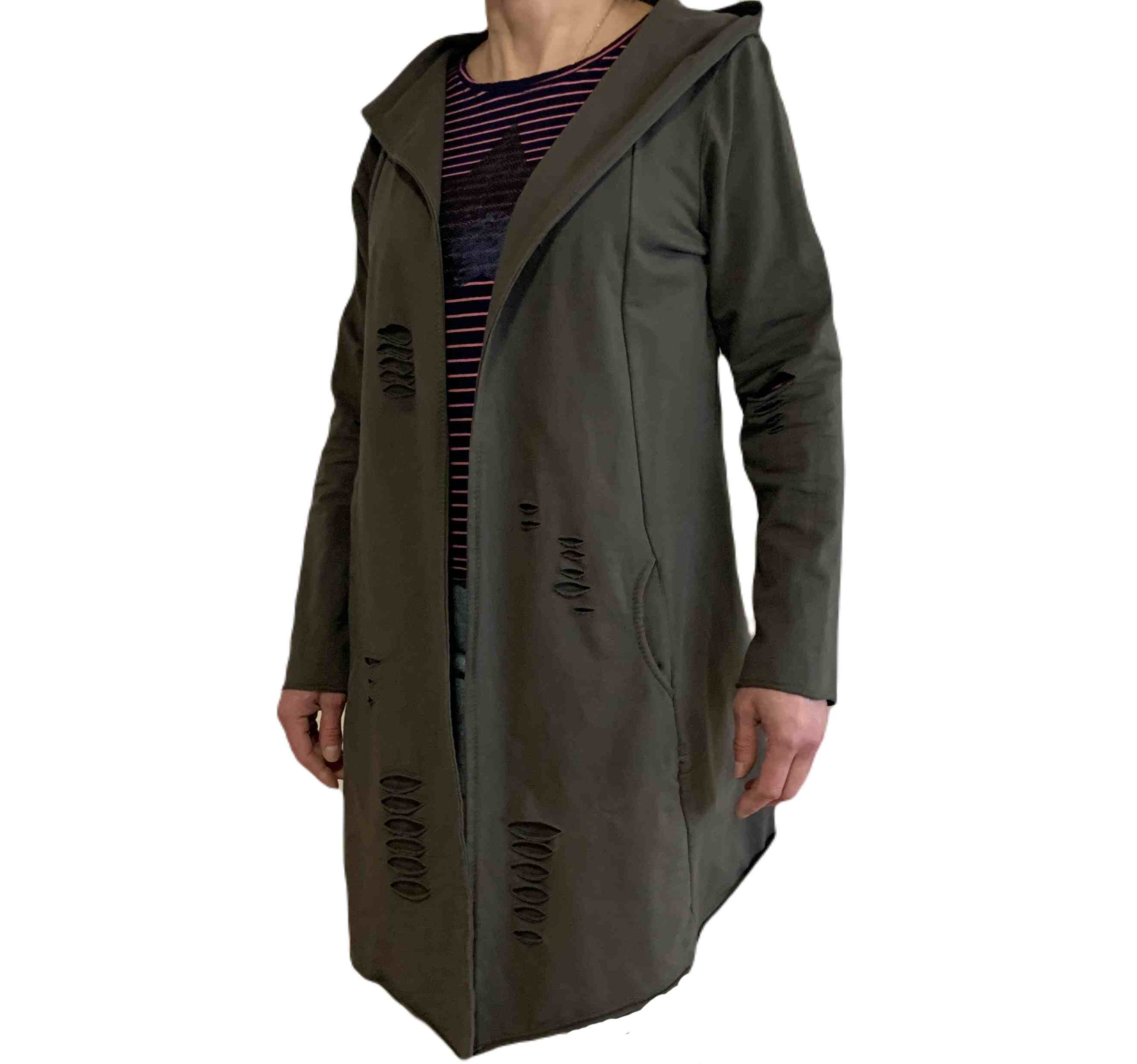 Dámská dlouhá mikina s kapucí - kabátek M